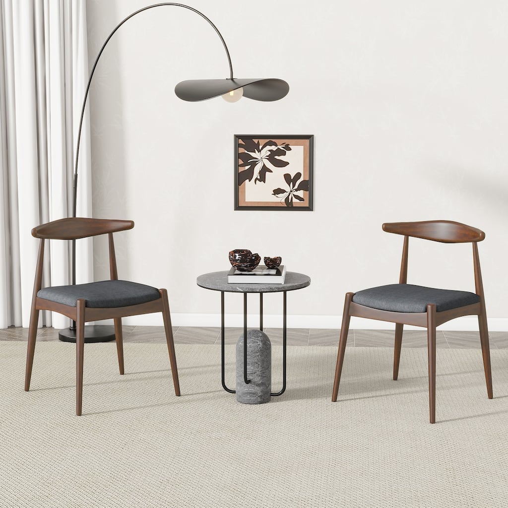 Set of 2 Rubberwood Dining Chairs with Ergonomic Backrest & Comfort Cushions