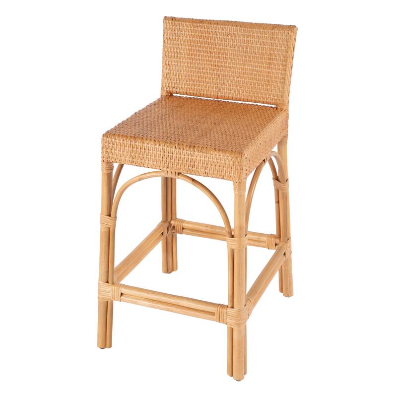 Serienna 24.5"H Seat Rattan Low Back Counter Stool - Natural Rattan