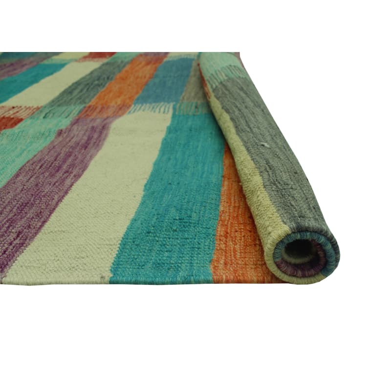 Hand-Woven Winchester Kilim Nuriya Ivory/Rust Rug - 5'0" x 6'6"