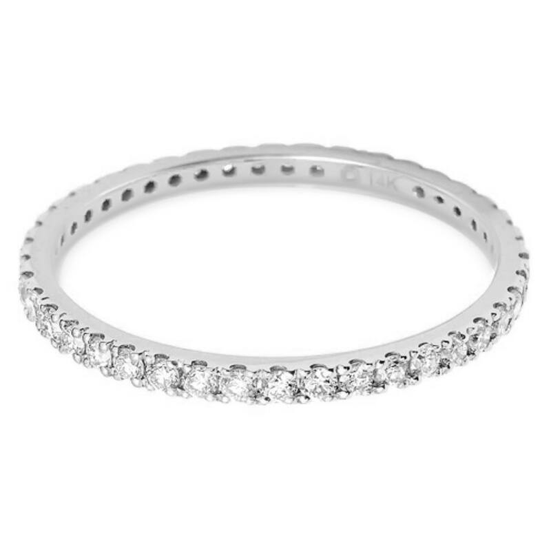14kt Gold Diamond Eternity Wedding Band Rings - White