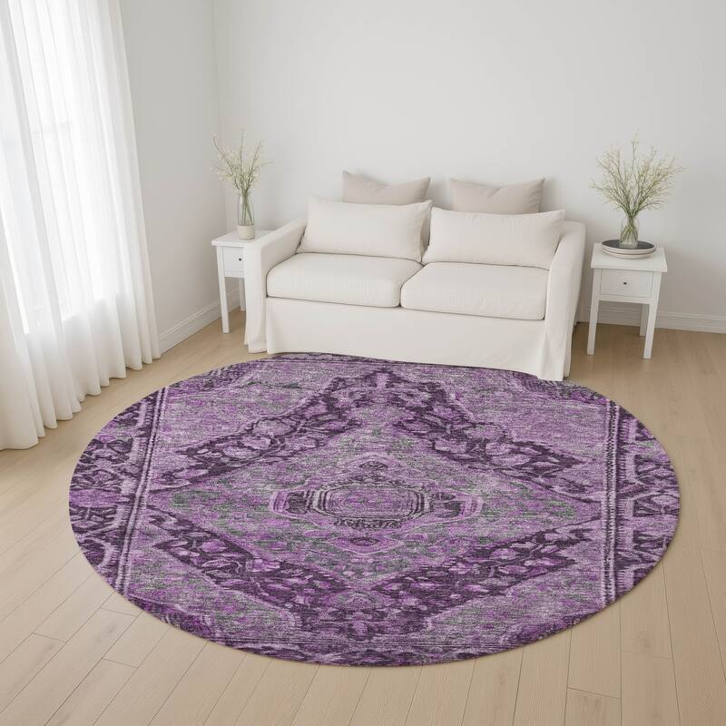 Premium Washable Super Soft Traditonal Marcus Mayfield Rug - Eggplant - 8' x 8'