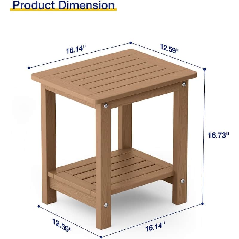 WINSOON Small Outside Adirondack Square Side Table,Double Layer