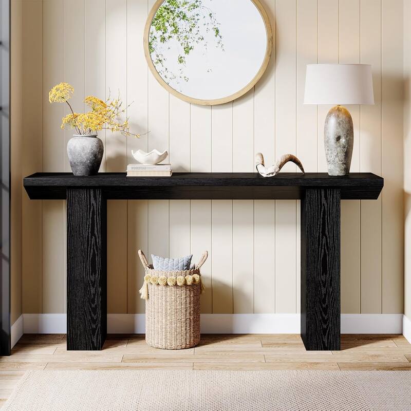 63" Farmhouse Extra Long Narrow Behind Couch Console Table