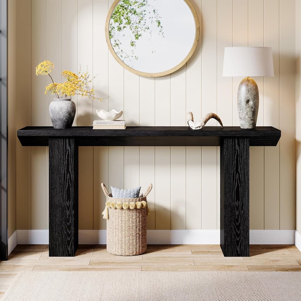 63" Industrial Farmhouse Extra Long Console Table - Narrow Behind Couch Sofa Table for Entryway & Hallway