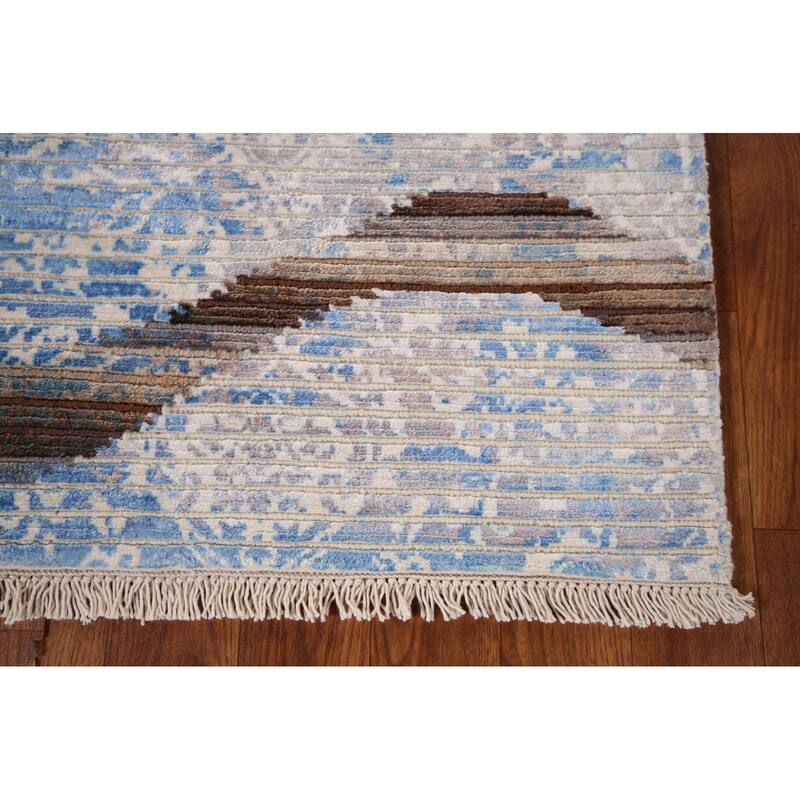 Striped Modern Abstract Accent Rug Hand-Knotted Wool Carpet - 2'9" x 5'0"