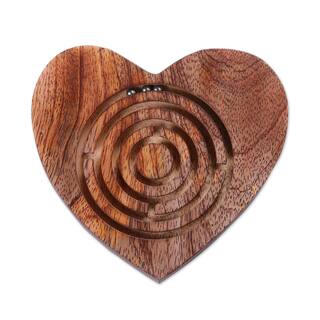 Novica Handmade Heart Roads Wood Maze Game
