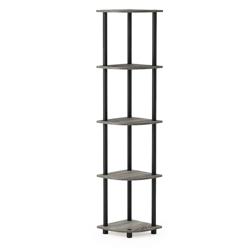 5 Tiers Wood Household Shelving Unit in French Oak/Black (11.6 in. W x 57.7 in. H x 11.6 in. D)