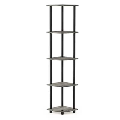 5 Tiers Wood Household Shelving Unit in French Oak/Black (11.6 in. W x 57.7 in. H x 11.6 in. D)