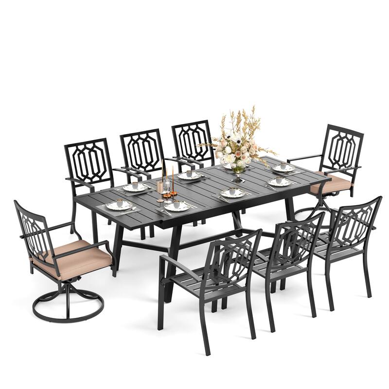 MAISON ARTS 7/9-Piece Outdoor Dining Table Sets with Expandable Rectangular Metal Dining Table & 6/8 Dining Chairs
