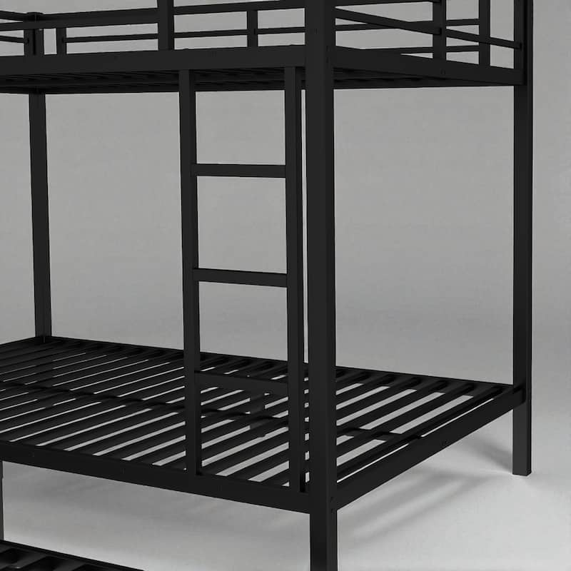Twin XL over Twin XL/Full over Full Metal Bunk Bed with Twin Size Trundle, Black - Strong and Stable