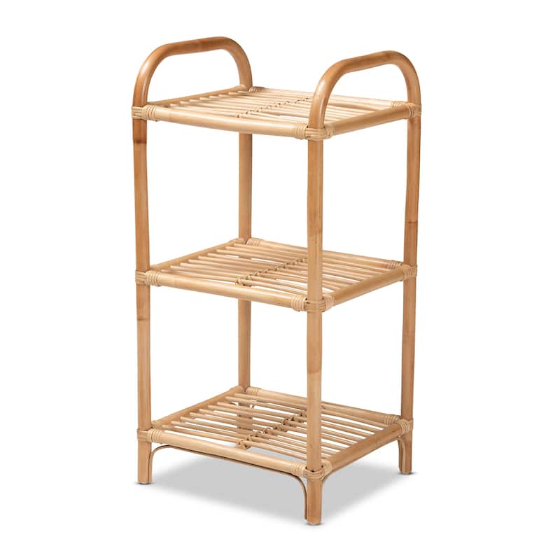 Barras Bohemian Natural Brown Finished Rattan 3-Tier Display Shelf - Natural Brown