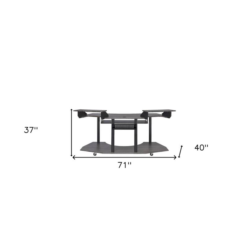 71" Dark Gray and Black Computer Desk
