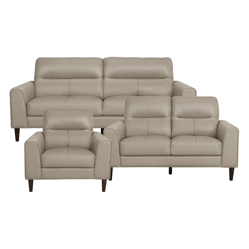 Dakota 3-Piece Leather Match Living Room Sofa Set - Latte