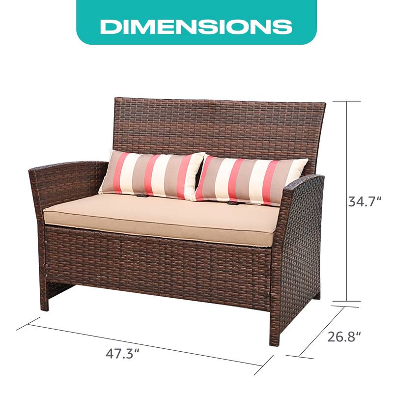 Outdoor Wicker Loveseat with Cushions