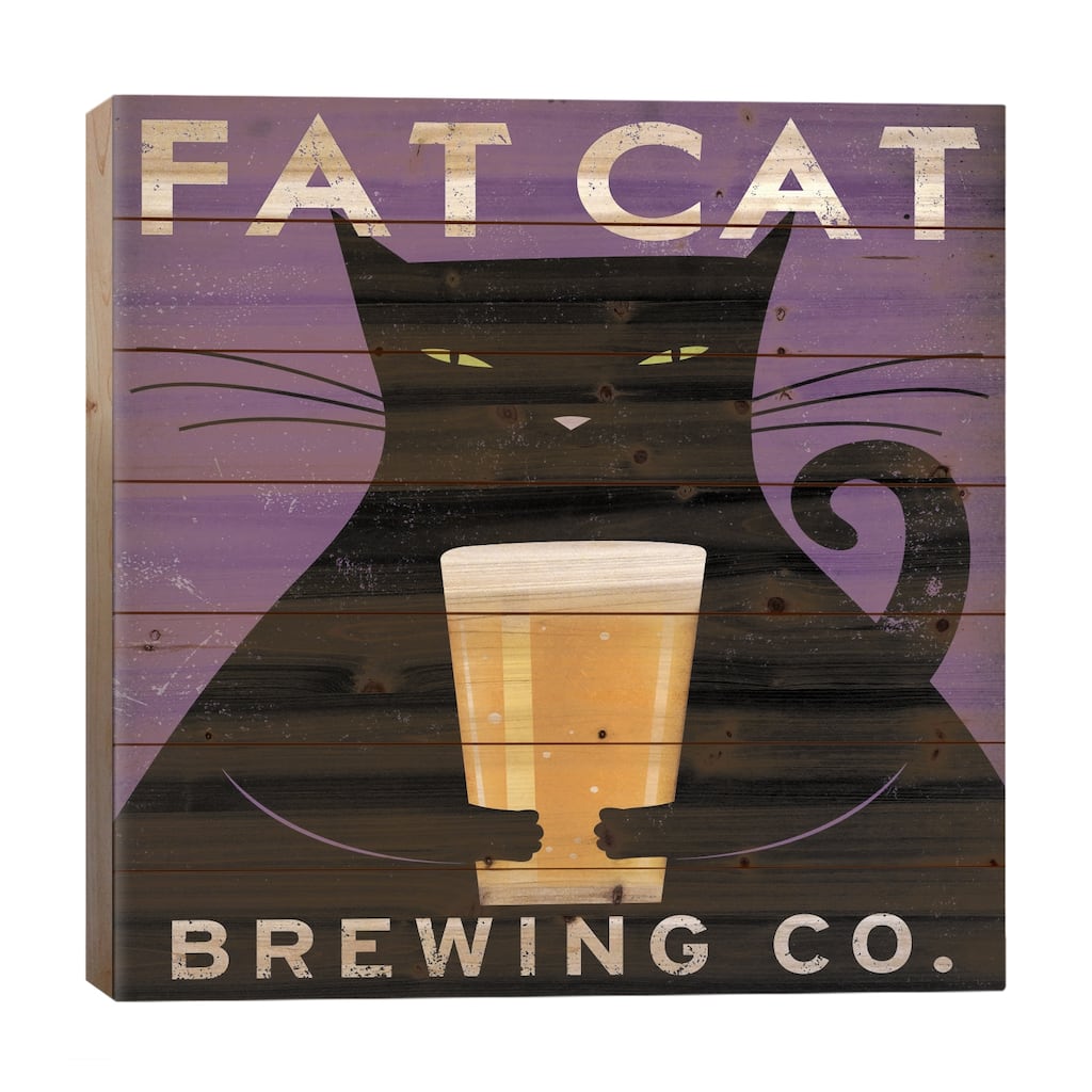 Fat Cat Brewing Co. Print On Wood by Ryan Fowler - Multi-Color