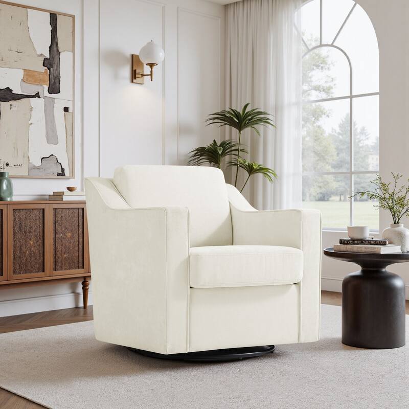 30'' W Vegan Leather/ Chenille Swivel Accent Chair