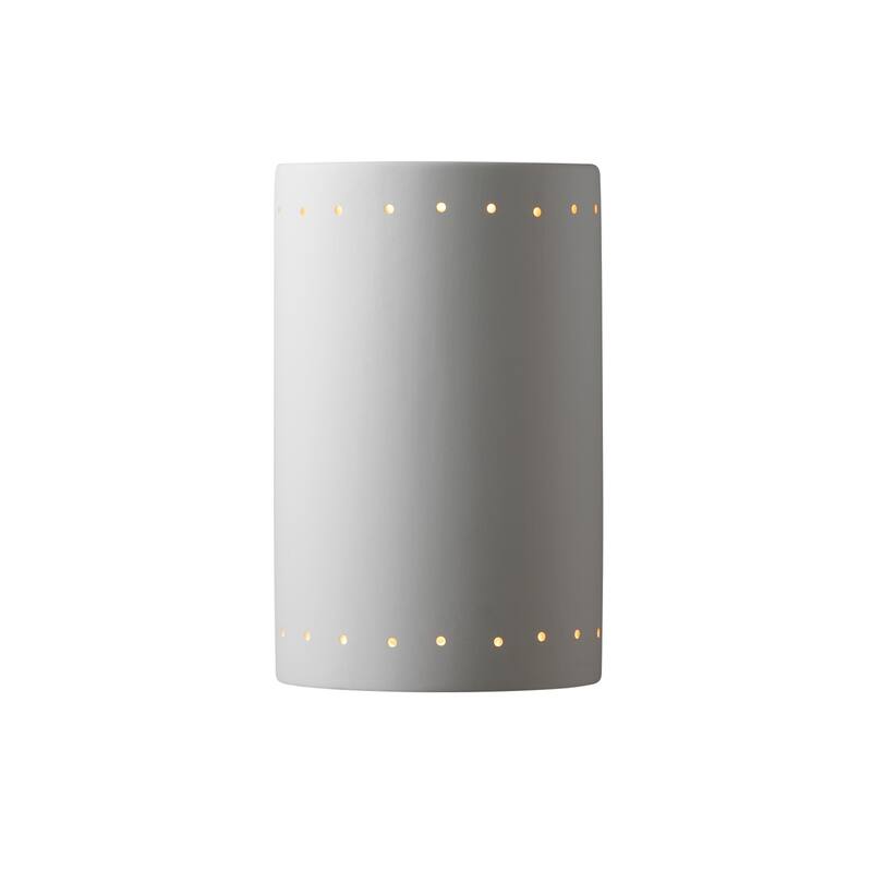 Justice Design Group Ambiance Large Cylinder w/ Perfs Closed Top Wall Sconce - Bisque