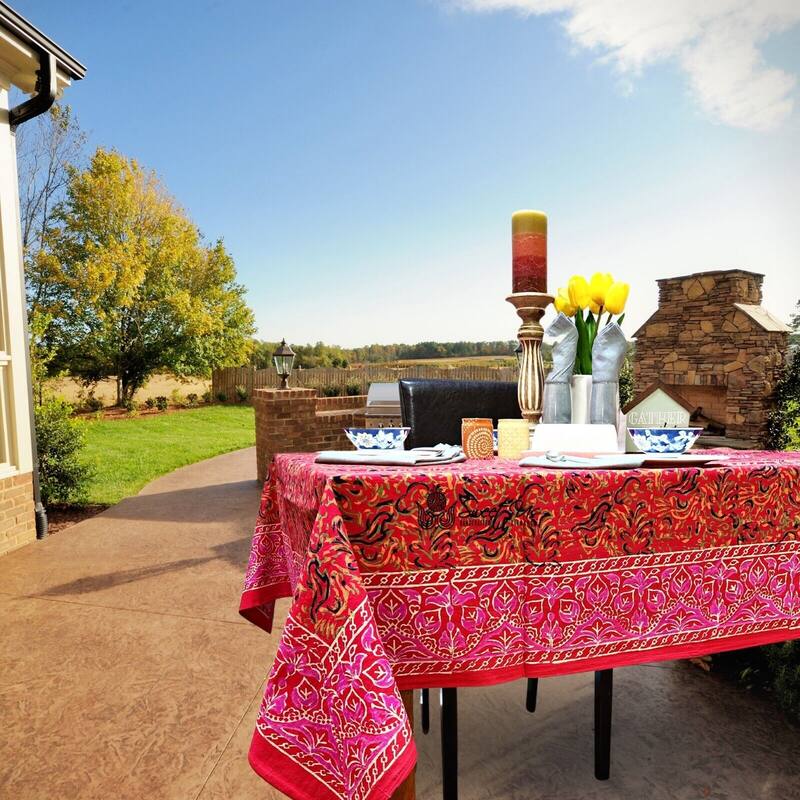 Sanganer Cotton Floral Tablecloth Collection - 60 x 60 in