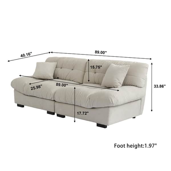 dimension image slide 2 of 3, 89" Tufted Sofa Cloud Shaped Couch