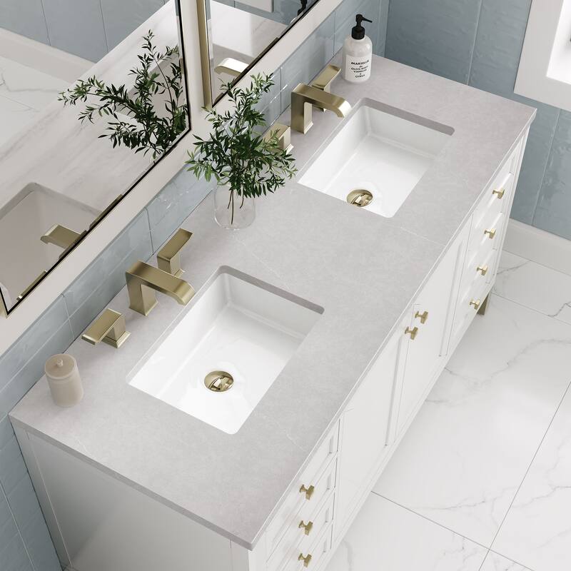 James Martin Vanities Chicago 60" Double Vanity, Glossy White