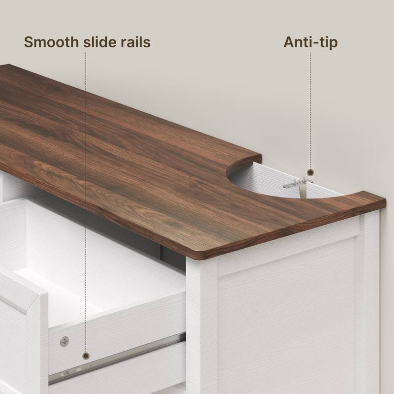 43.3" W 6 Drawer Dresser, Wood Storage Closet Dressers Chest of Drawers for Bedroom