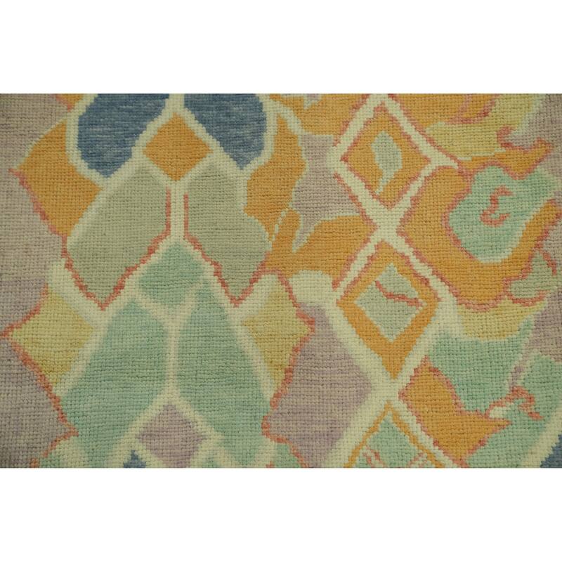 Vegetable Dye Wool Oushak Turkish Runner Rug 3x10 - 9' 10'' X 2' 11''