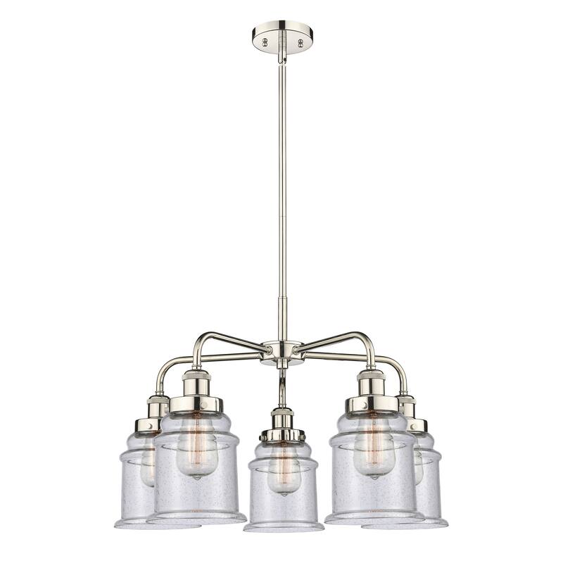 Innovations Lighting Canton - 5 Light 24" Stem Hung Chandelier - Polished Nickel/Seedy