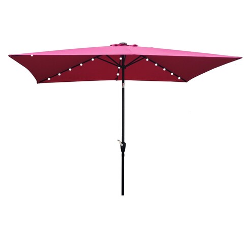 10ft x 6.5t Rectangular Patio Solar LED Lighted Outdoor Market Umbrellas with Crank & Push Button