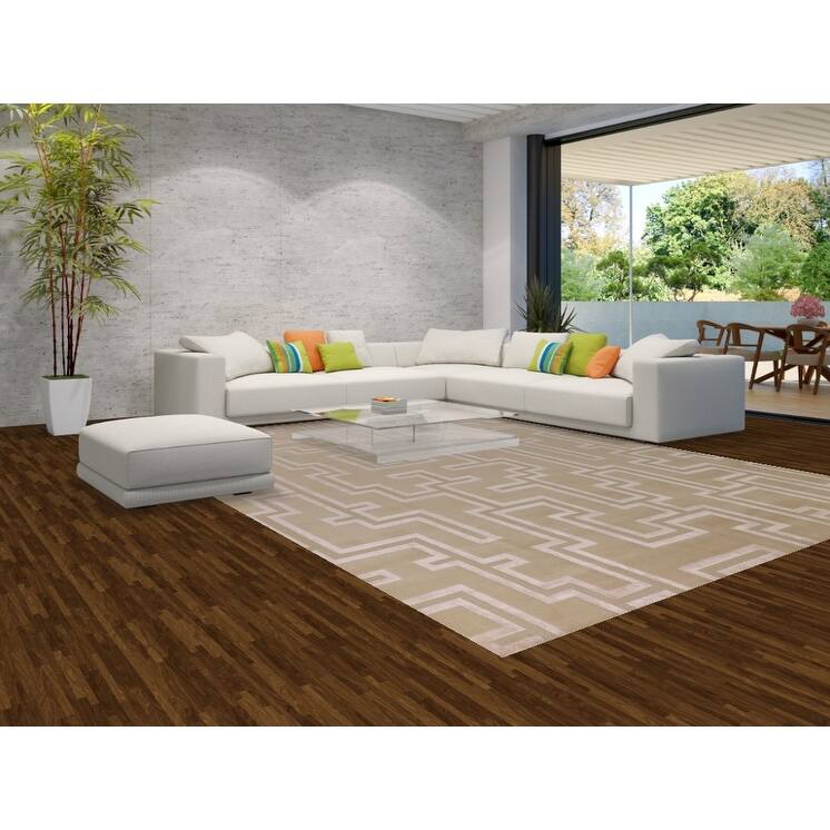 Geometric Modern Large Area Rug Hand-Knotted Wool Carpet - 10'0" x 13'7"