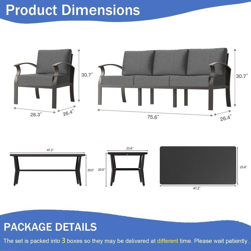 Kullavik Aluminum Outdoor Patio Sectional Sofa Set with Swivel Rocking Chairs and Coffee Table