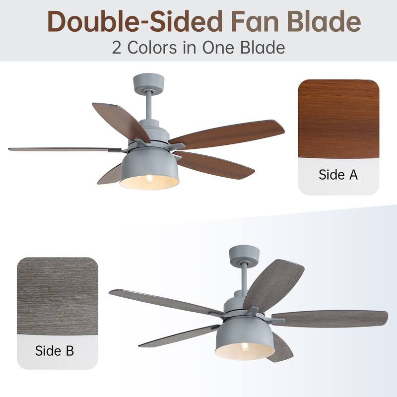 52/66-In Farmhouse Style Industrial Windmill Large Ceiling Fan with Light and Remote