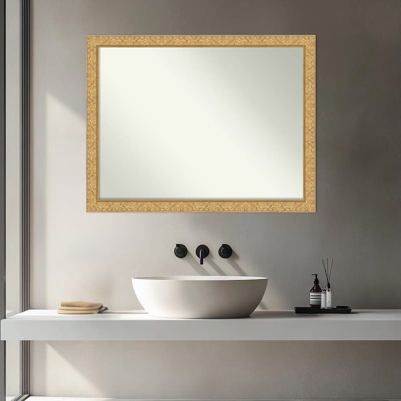 Lila Non-Beveled Wood Framed Bathroom Vanity Wall Mirror