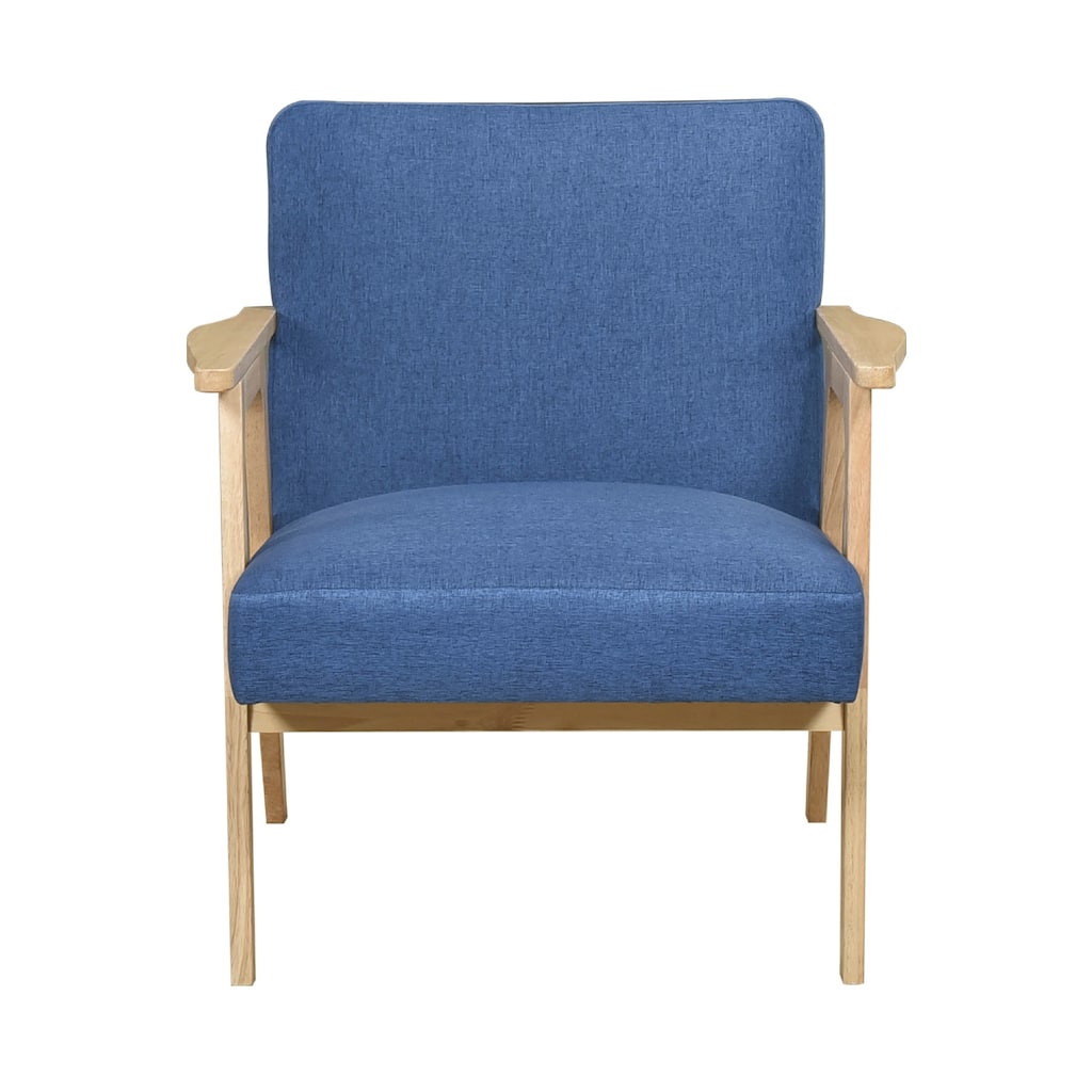 Cathy Accent Club Armchair, Soft Blue, Natural Brown Wood Frame