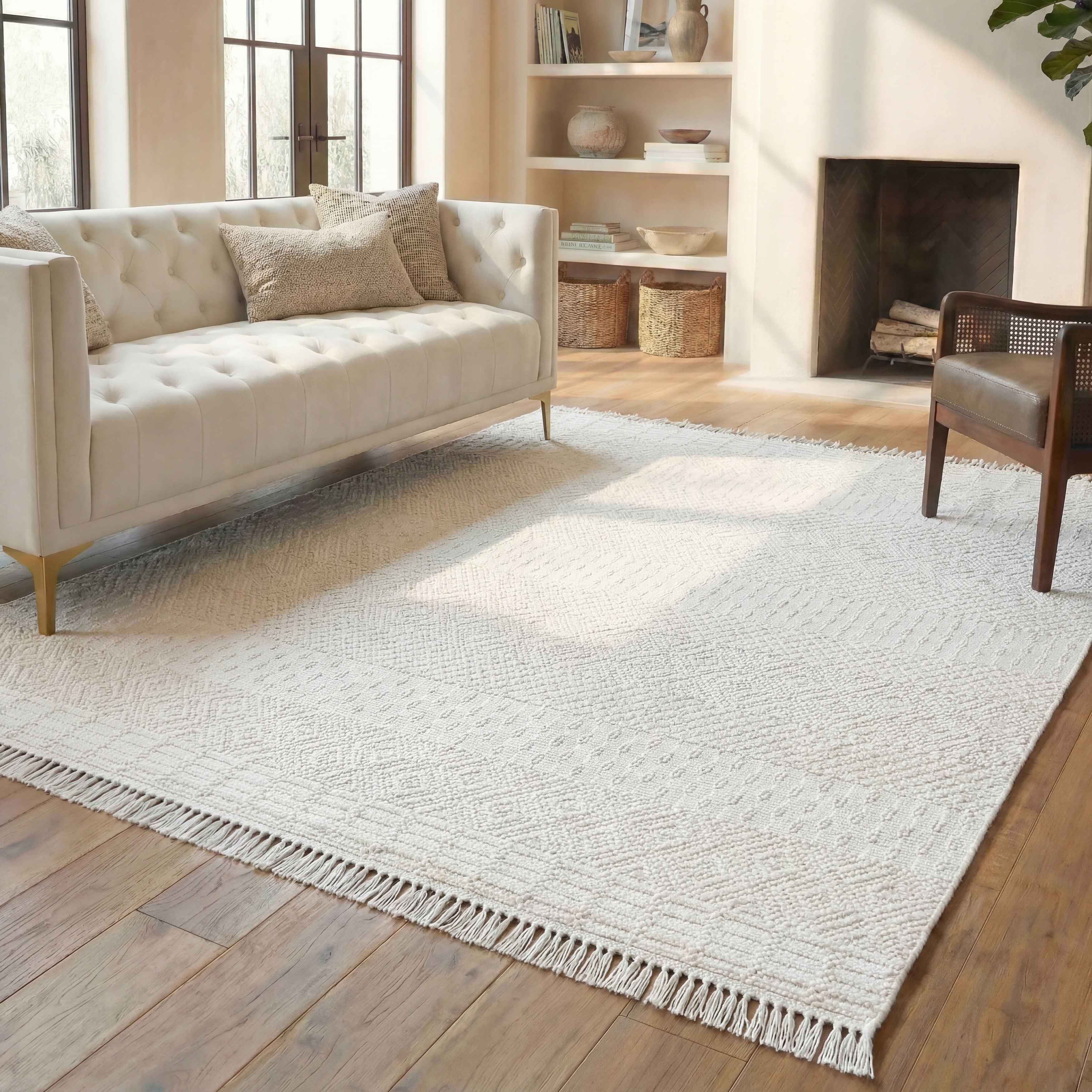 SAFAVIEH Handmade Natura Estel Wool Fringe Rug