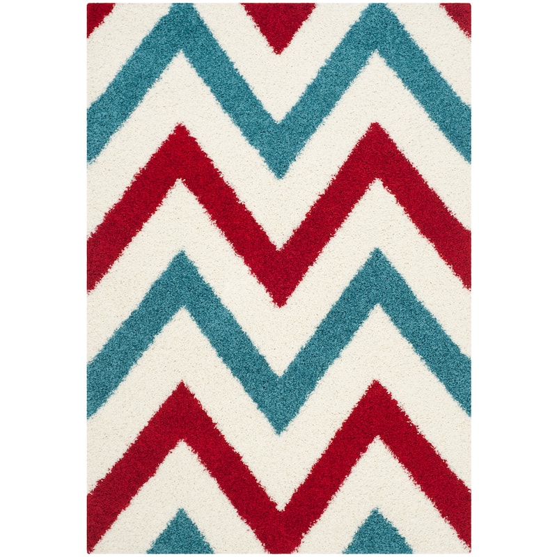 SAFAVIEH Kids Shag Georgeann Chevron Nursery Playroom 2-inch Thick
