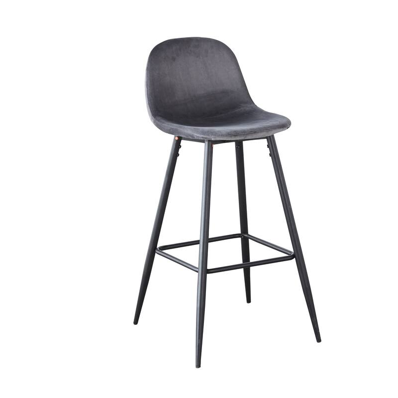 30 Inches Velvet Barstool Modern Counter Bar Height Chair for Kitchen Bar, Set of 2 - 19.3"D x 19.3"W x 39.1"H