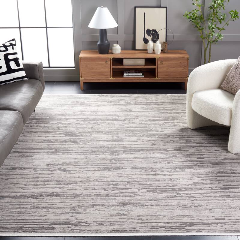 SAFAVIEH Diamond Einfrid Modern Abstract Fringe Rug - 9' x 12' - Grey/Beige