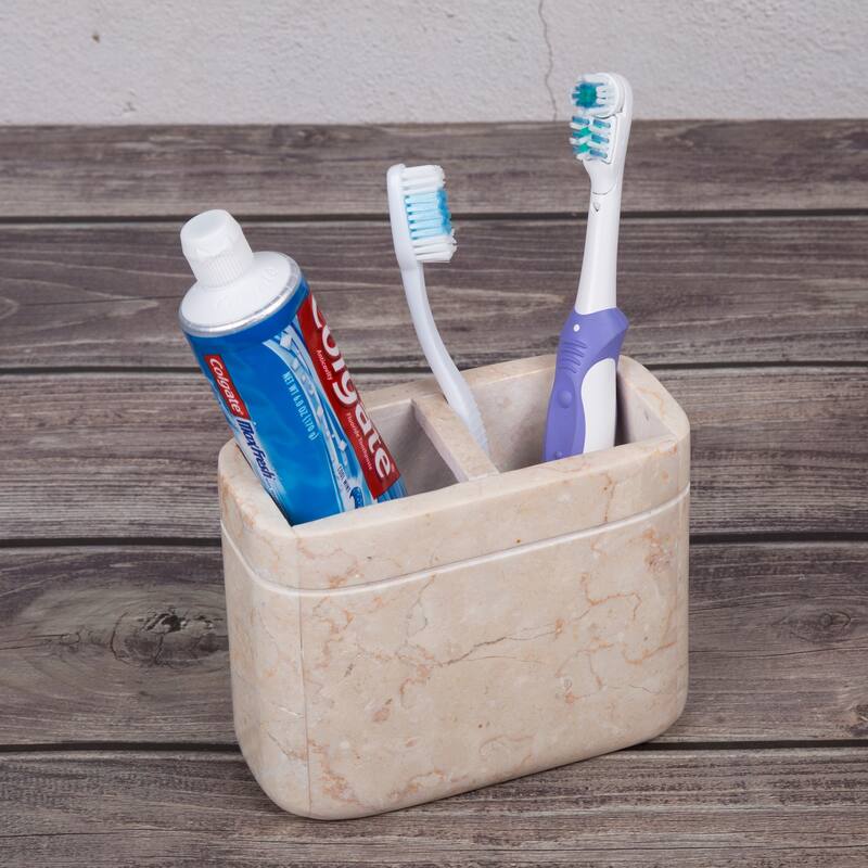 Creative Home Champagne Marble Stone Toothbrush, Tooth Brush Holder, Paste Holder - Beige