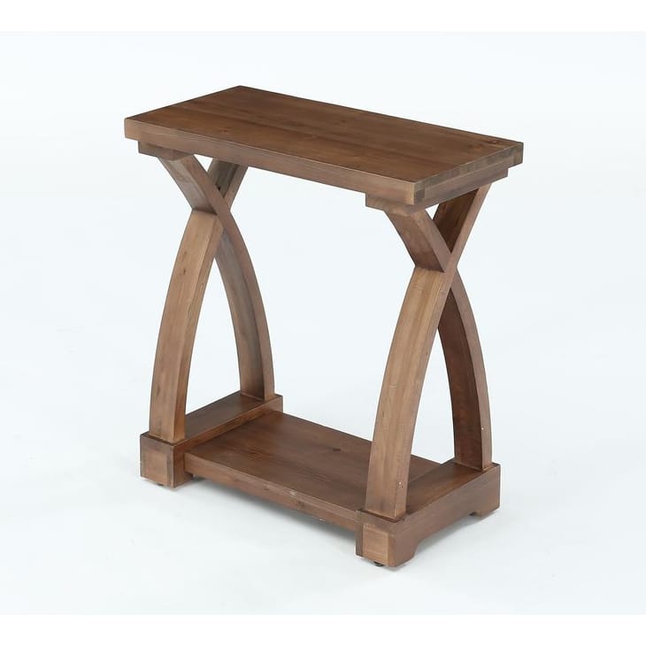 2-Tier Farmhouse Rectangular End Table with Storage Shelf