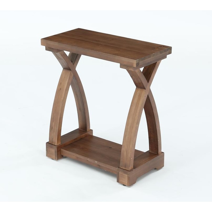 2-Tier Farmhouse Rectangular End Table with Storage Shelf