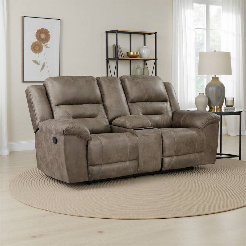 Alonzo 81" Polished Microfiber Manual Double Reclining Loveseat