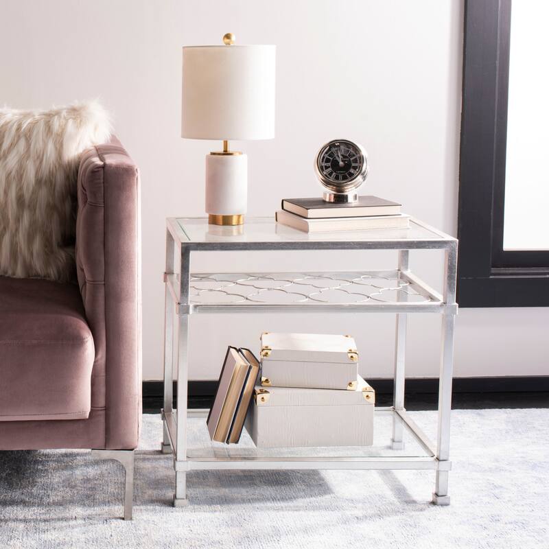 SAFAVIEH Couture Sebiha Side Table - 22" W x 13.1" L x 22" H - 22Wx13Dx22H - Silver
