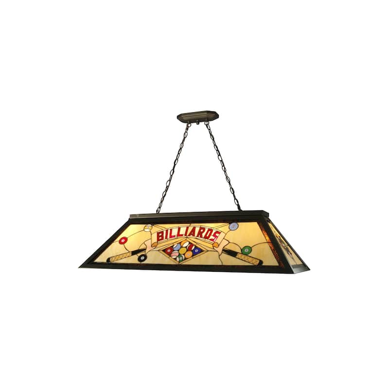 Springdale 43.75"W Billiards Pool Table Art Glass Island Hanging Fixture - Multi-Colored