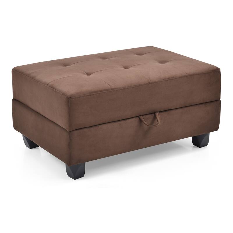 Tufted Upholstered Storage Ottoman - 37" - Dark Brown