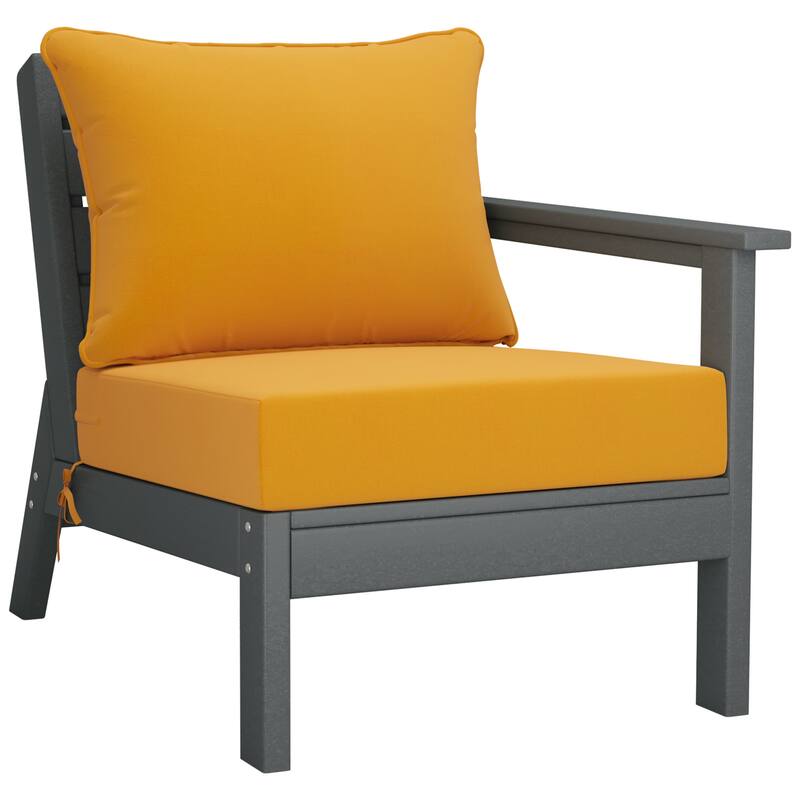 Birchwood All Weather HDPE Outdoor Patio Deep Seating Gray Right Arm Facing Chair With Cushions (1-Piece)