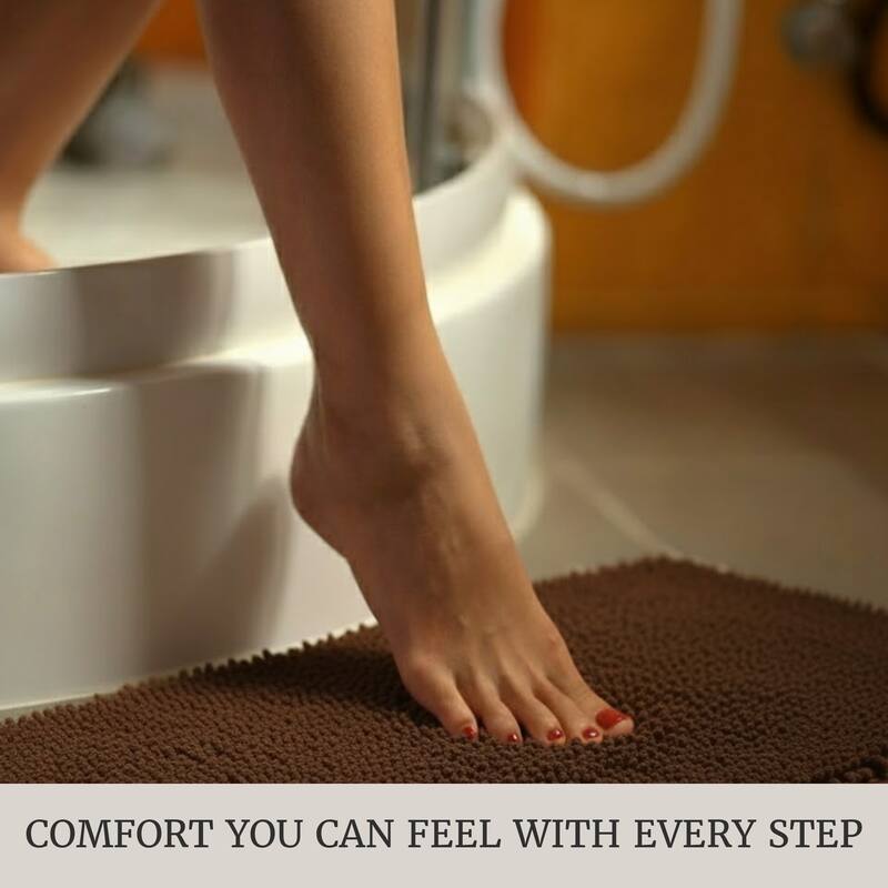 Bathroom Rugs - 2-Piece Memory Foam Bathroom Set with Chenille Shag Top and Non-Slip Base by Windsor Home