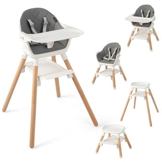 Costway 6-in-1 Convertible Wooden Baby Highchair Infant Feeding Chair - See Details