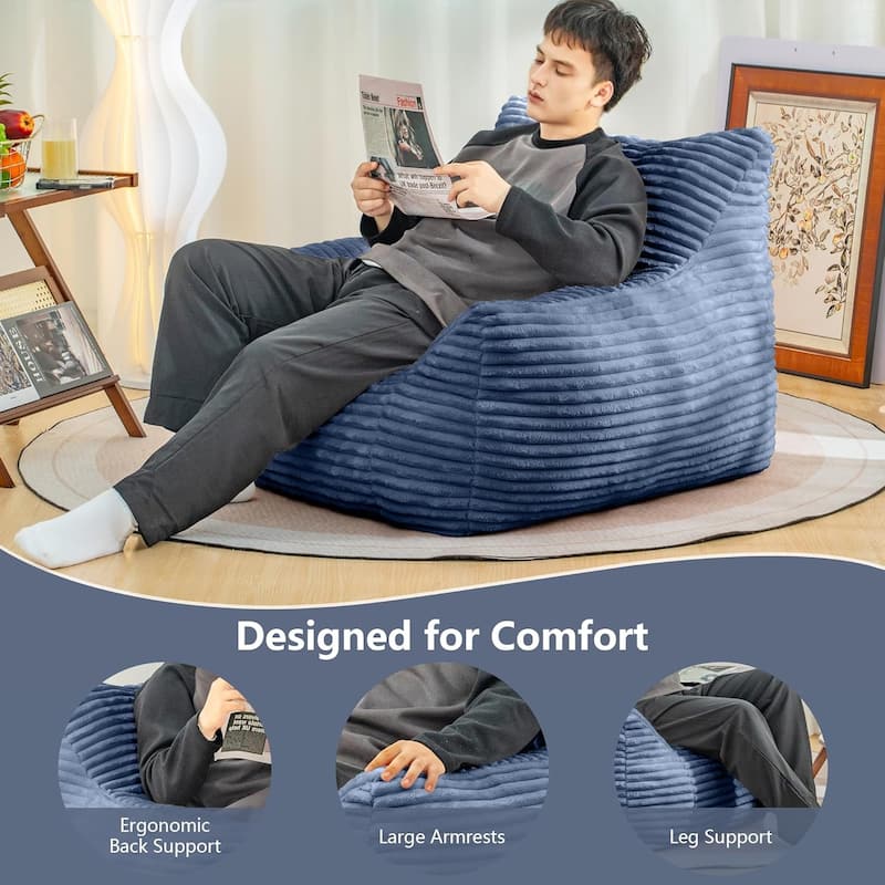 Bean Bag Chair for Adults with Armrests, Oversized Comfy Beanbag Lounge Lazy Floor Sofa Chair
