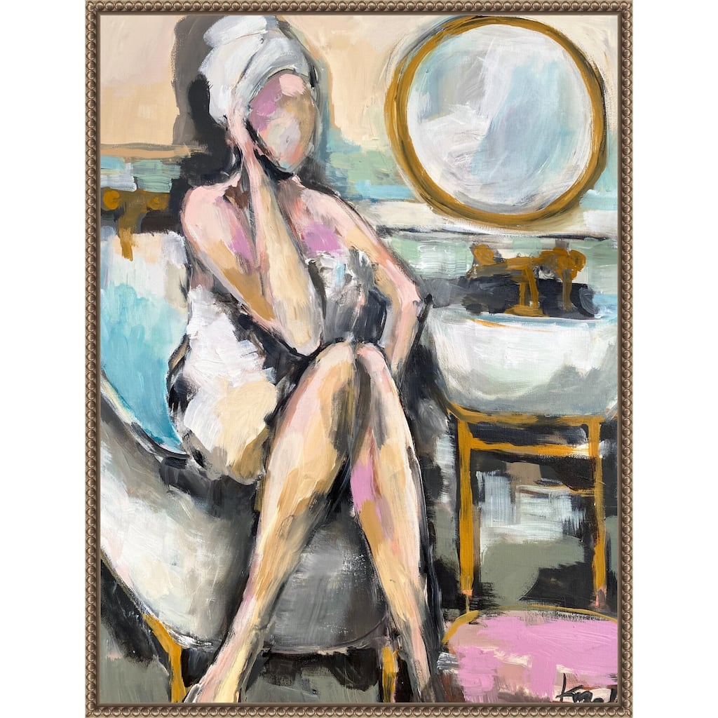 Bathroom Conversation by Magdalena Krzak (23 x 30 in.), Framed Canvas Wall Art Print