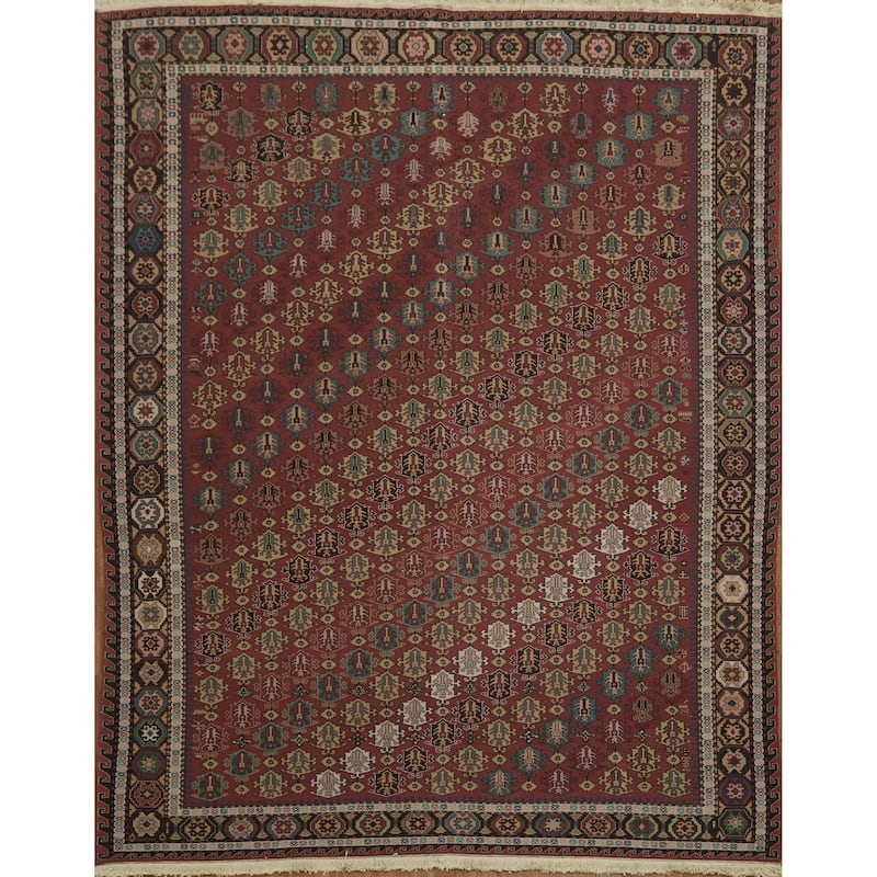 Hand Woven Oriental 100% Wool Carpet Traditional Tribal Oranges & Rust Sumak Area Rug - 12' 0'' X 9' 5''